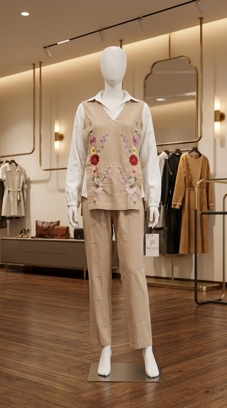 Floral Embroidered Cord Set