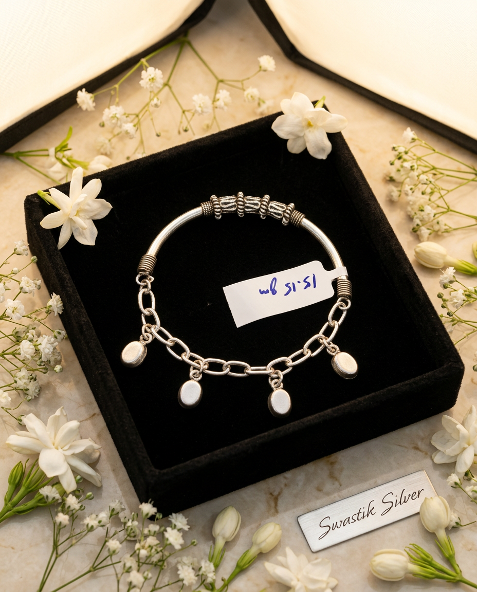 Nomad Drop Silver Half-Bangle Charm Bracelet view 3