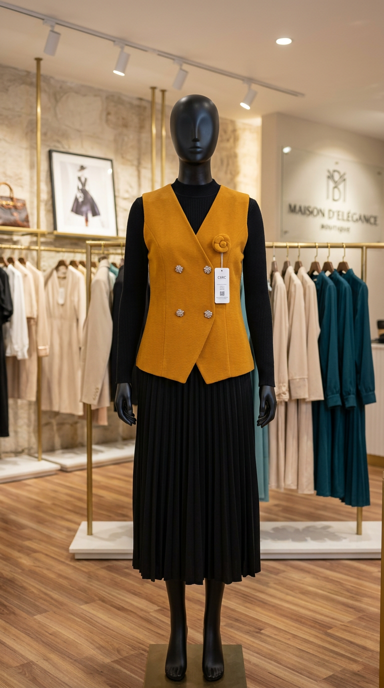 Black Dress With Waist Coat