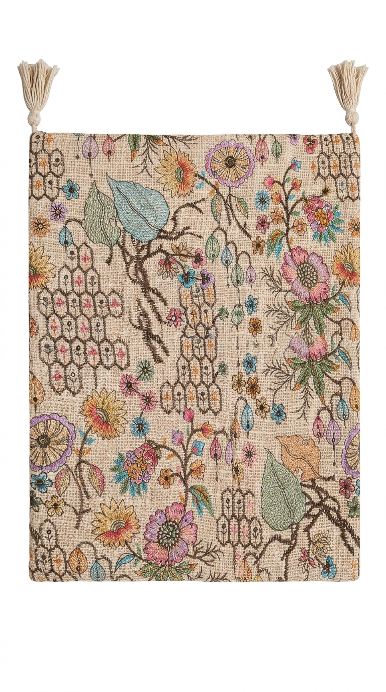 Embroidered Floral Cushion Cover