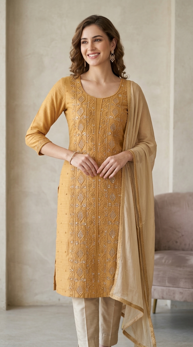 Embroidered Cotton Kurta