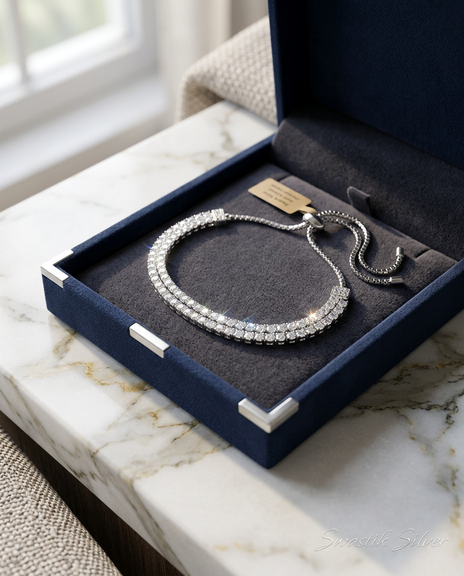 Double Strand Tennis Slider Bracelet view 3