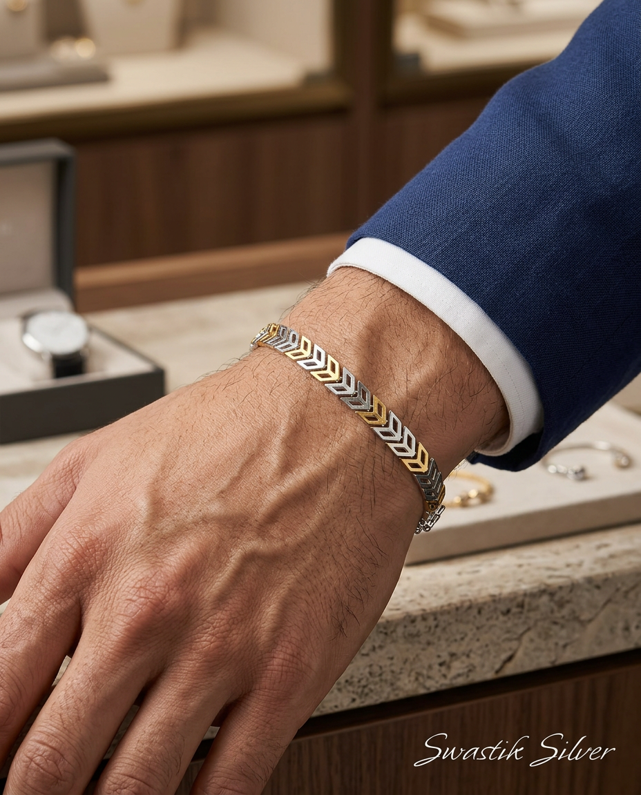Spiga Wheat Pattern Dual-Tone Bracelet view 6