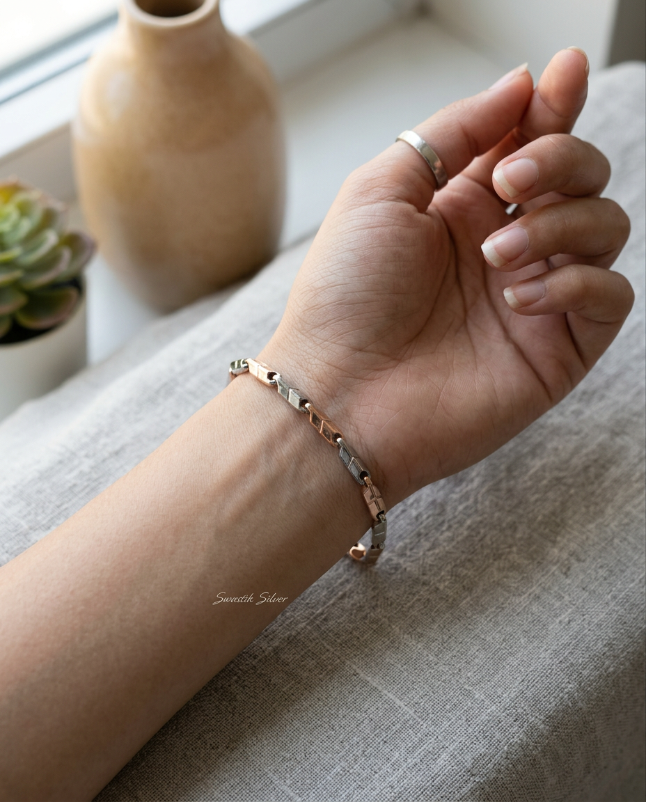 The Aurelius Two-Tone Bullet Link Bracelet view 3
