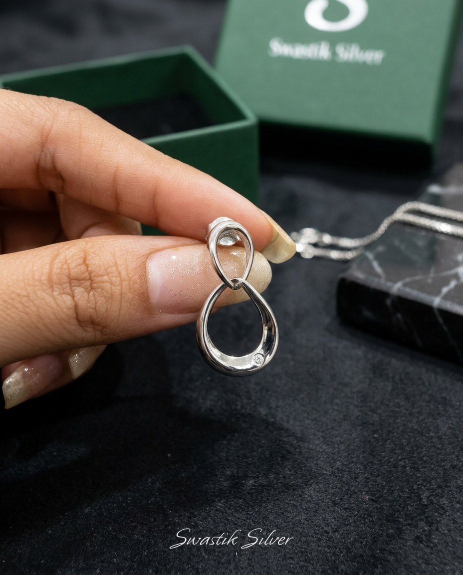 Silver Infinity Teardrop Link view 4