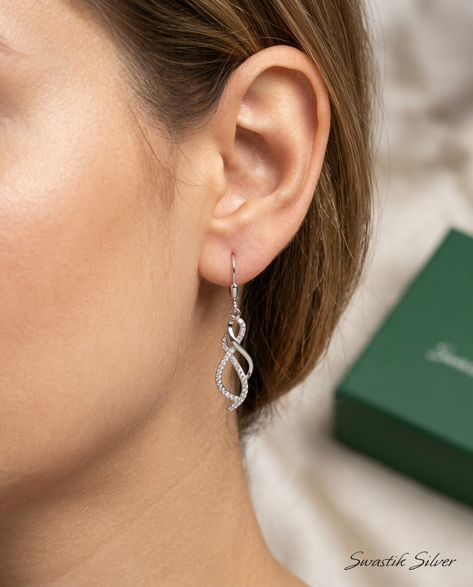 ​Twisted Infinity Wave CZ Drop Earrings view 2
