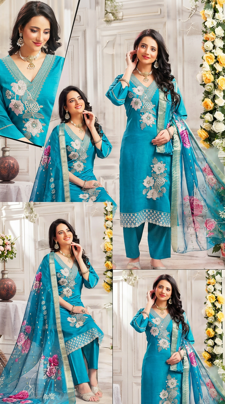 Burleen Fabric Kurta Set view 2