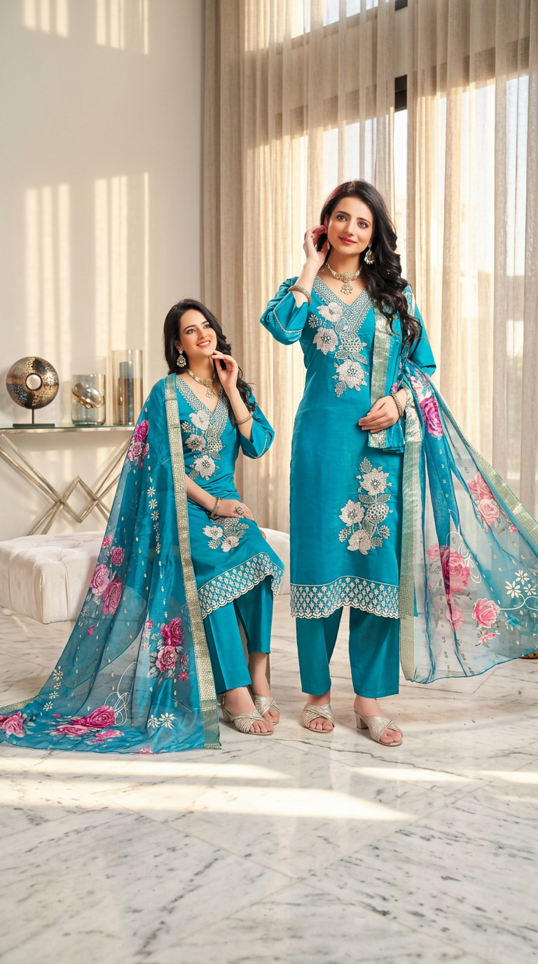 Burleen Fabric Kurta Set view 4