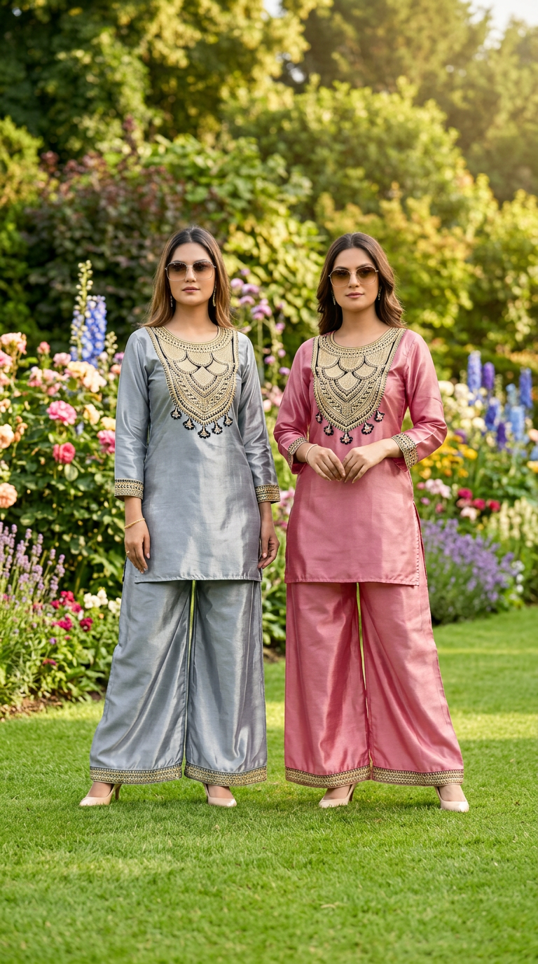 Embroidered Kurta Set view 2
