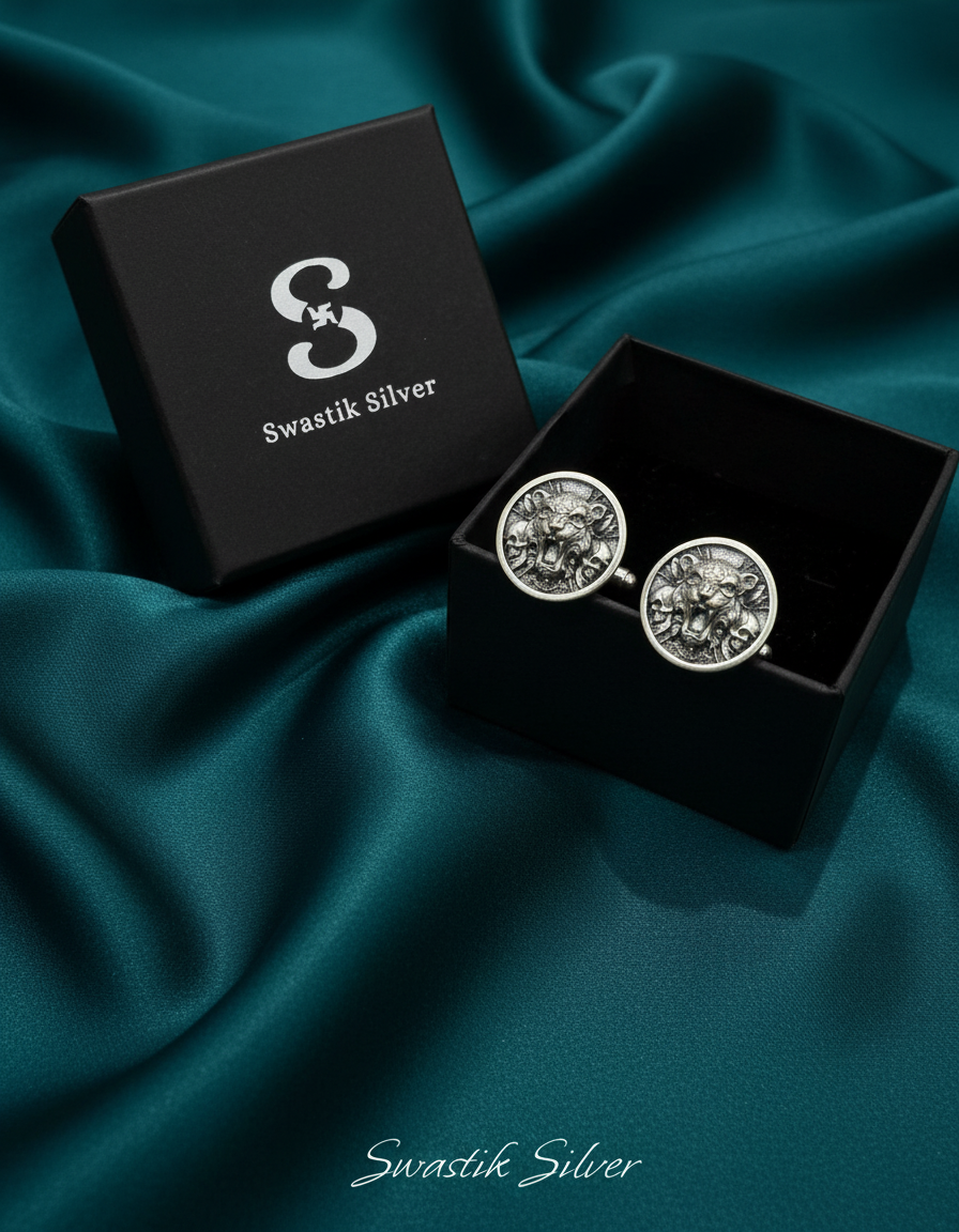 Wild Tiger & Skull Medallion Cufflinks