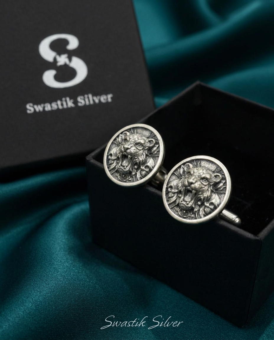 Wild Tiger & Skull Medallion Cufflinks view 4
