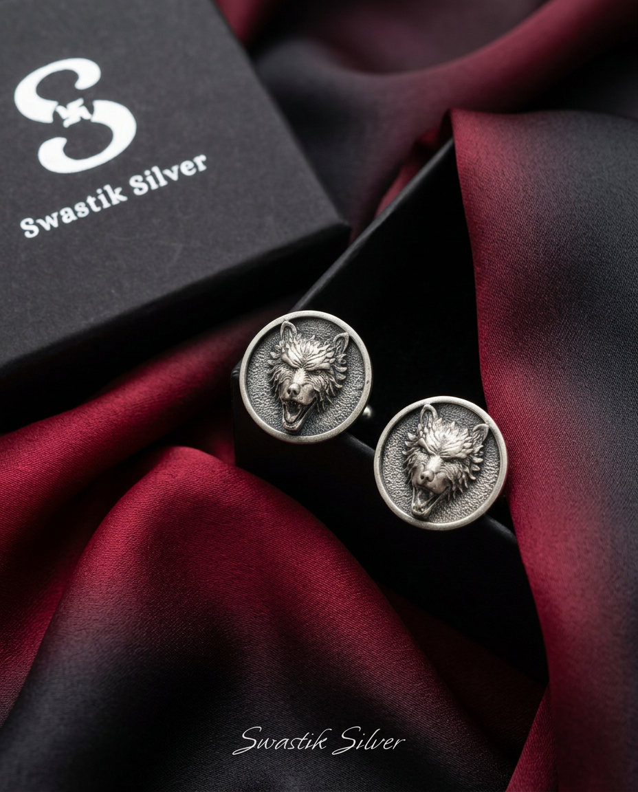 Angry Wolf Cufflink view 3