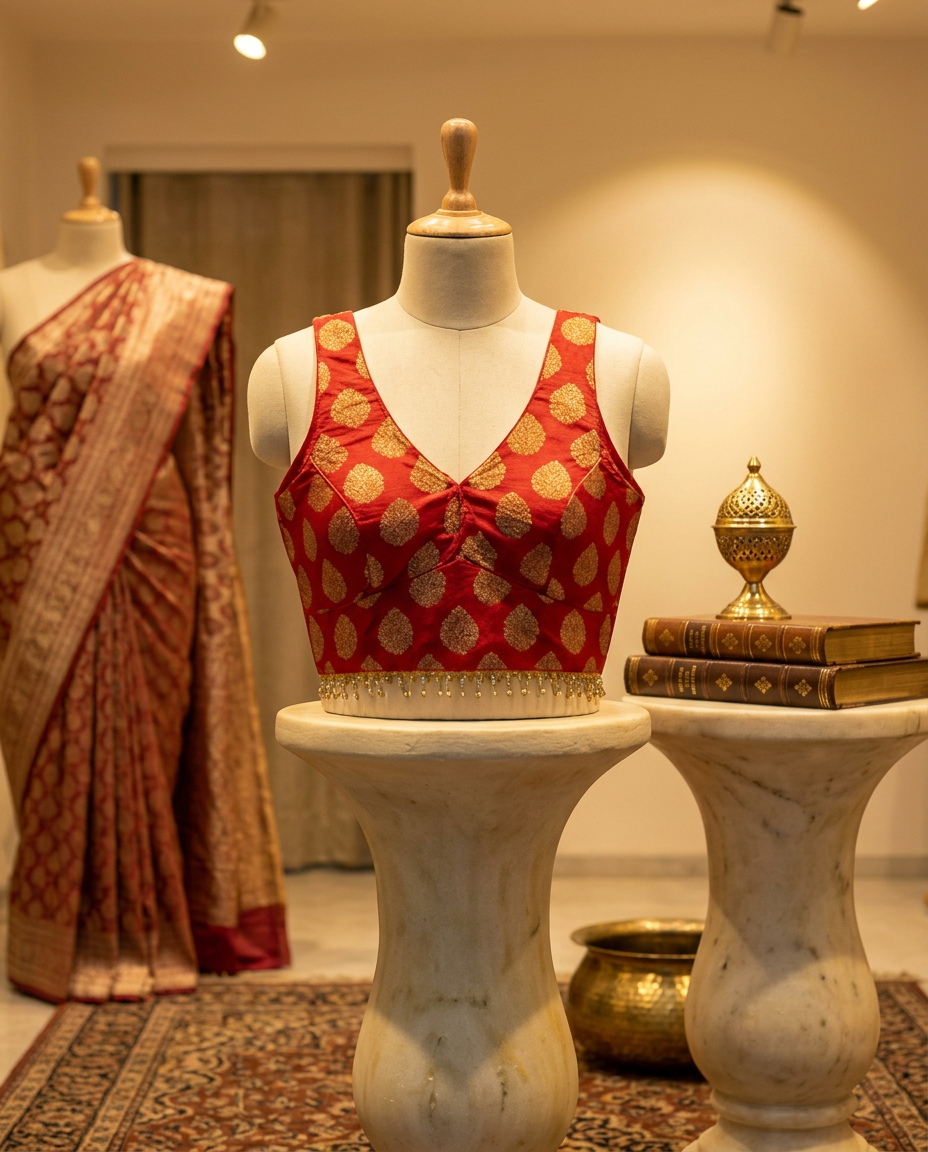 Designer Red Blouse view 5