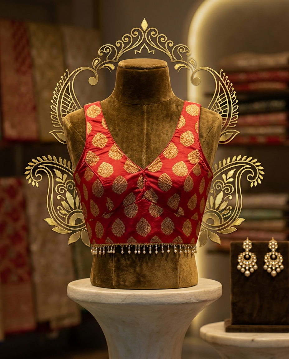 Designer Red Blouse view 2