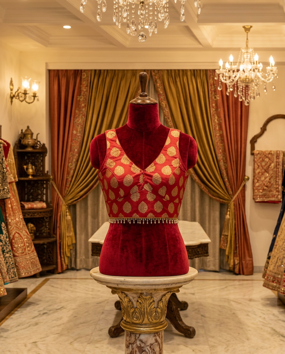 Designer Red Blouse view 4