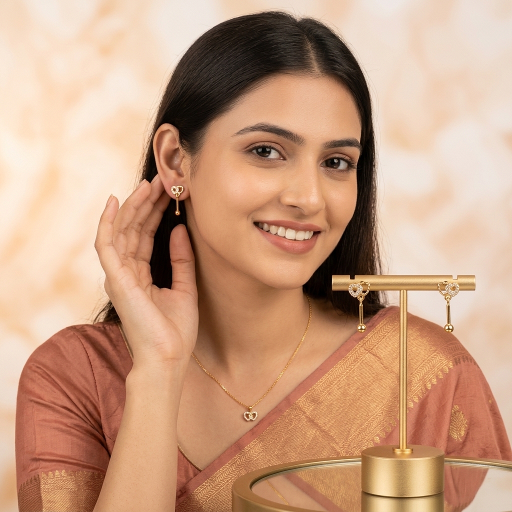 Gold Heart-Shaped Earrings
