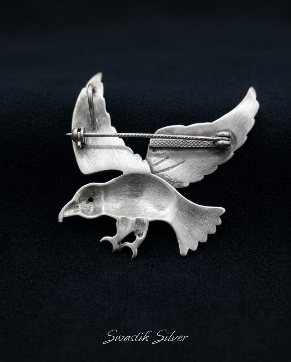 Flying Eagle Falcon Marcasite Brooch Pin view 3
