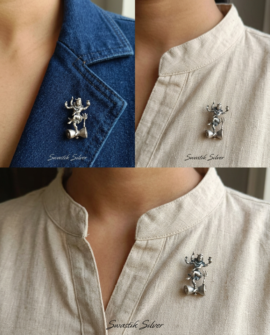The Nataraja Power Silver Brooch view 2