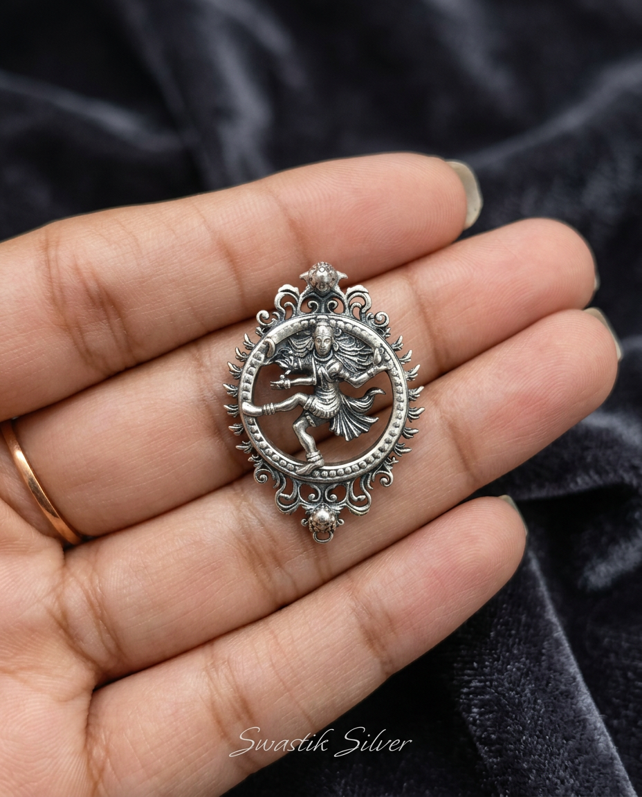 The Eternal Nataraja Ornate Silver Brooch view 4