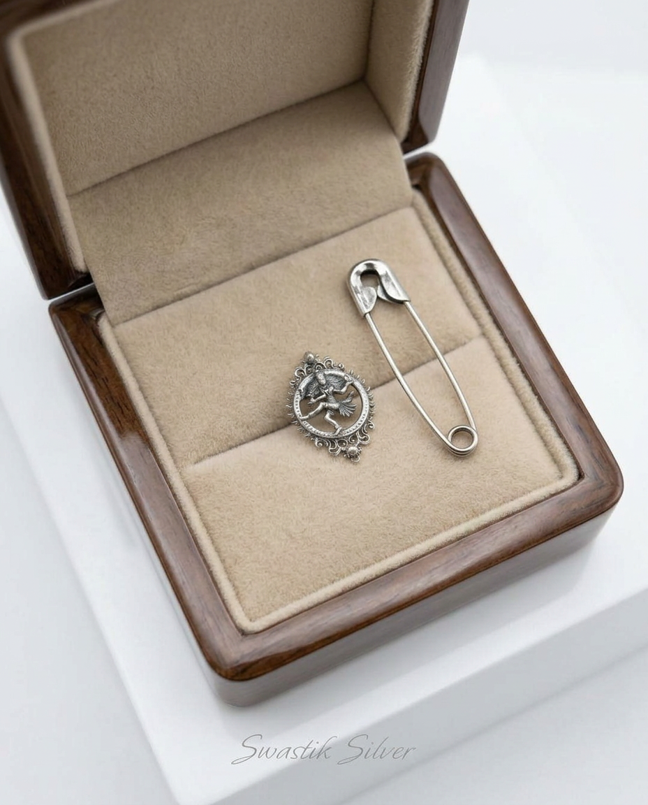 The Eternal Nataraja Ornate Silver Brooch view 3