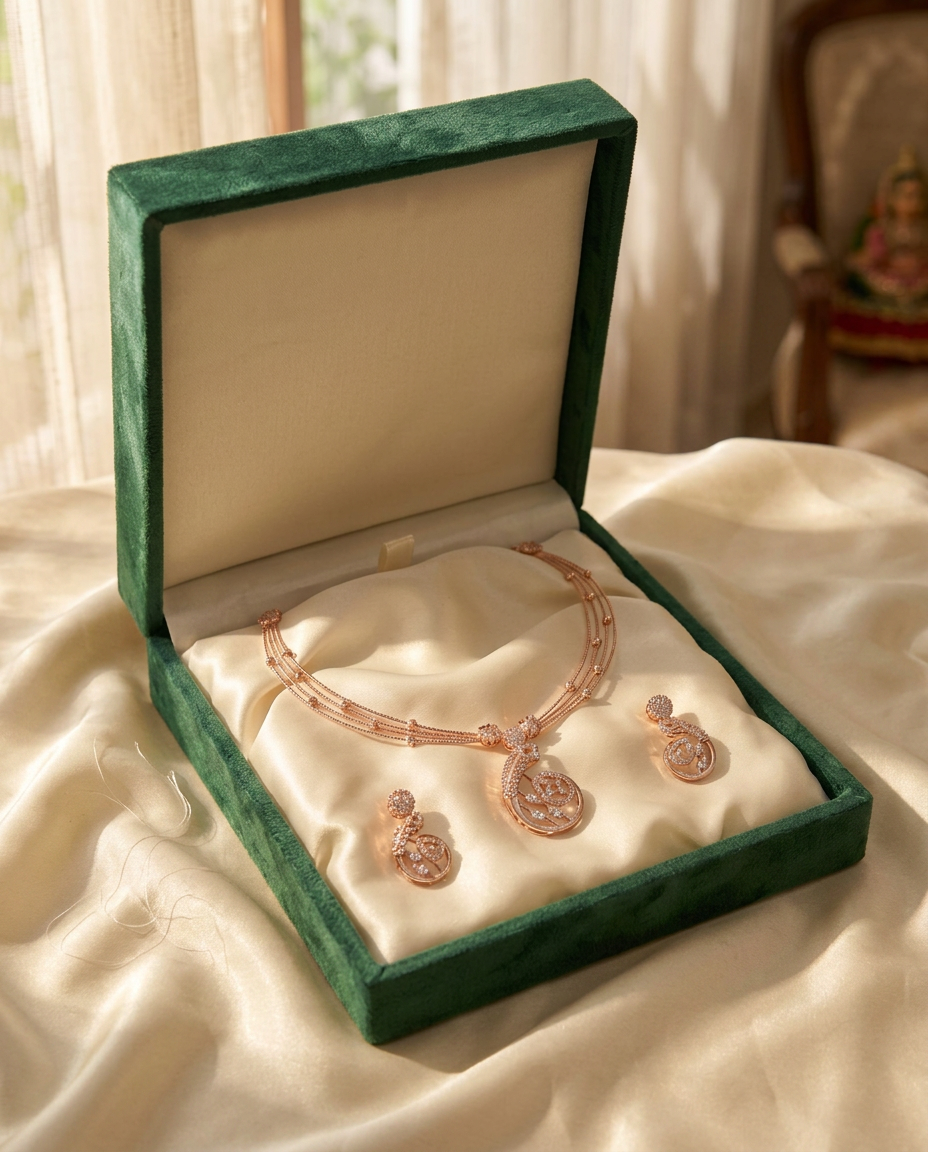 The Enchanted Blossom Silver CZ Necklace Set view 3