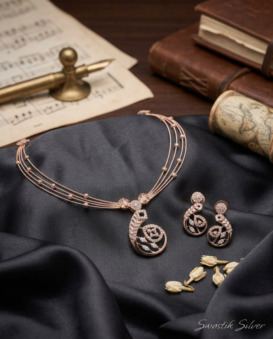 The Enchanted Blossom Silver CZ Necklace Set