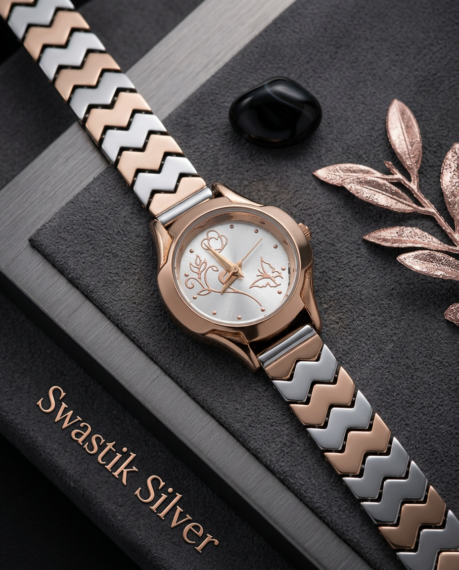 The Enchanted Butterfly Rose Gold Silver Watch