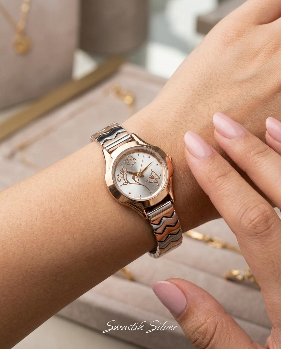 The Enchanted Butterfly Rose Gold Silver Watch view 3