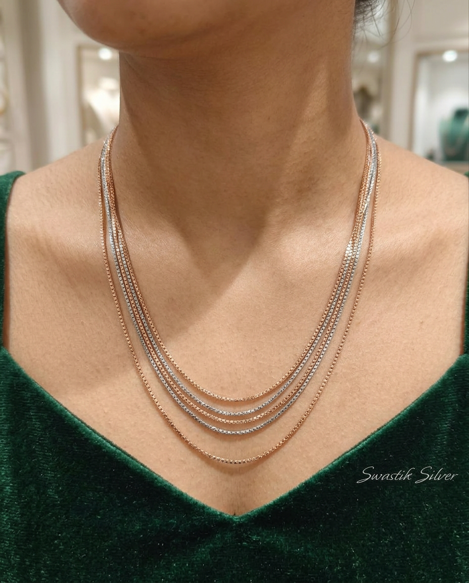 The Luxe Cascade Two-Tone Silver Chain view 2