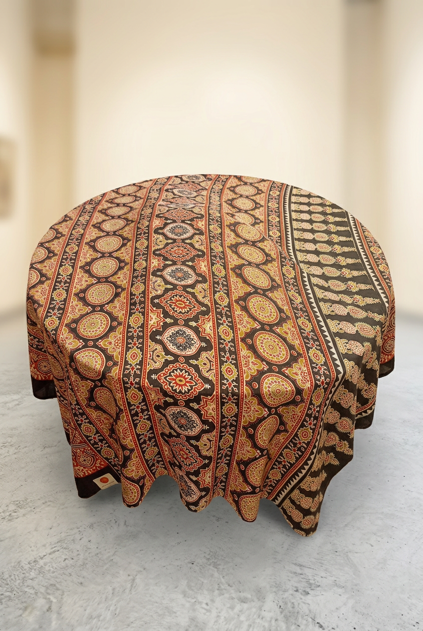 Traditional Ajrak Print Saree view 2
