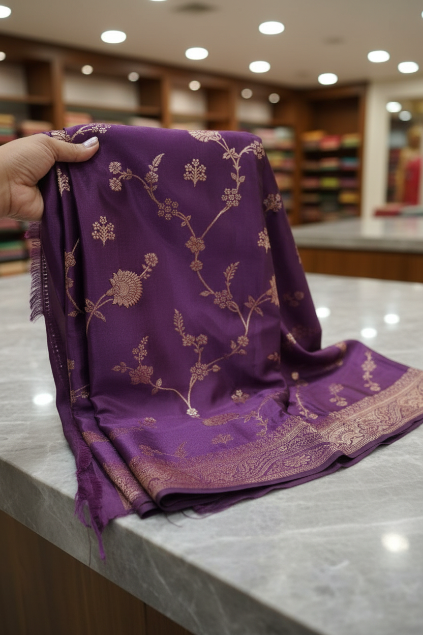 Silk Purple Saree view 2