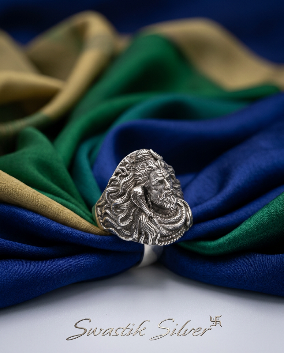 Lord Shiva Silver Ring view 2