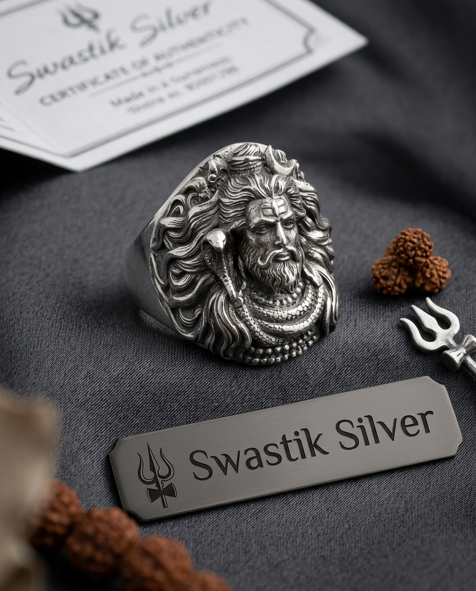 Lord Shiva Silver Ring view 4
