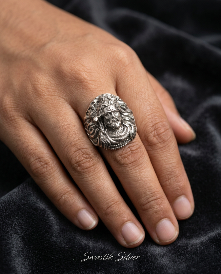Lord Shiva Silver Ring view 6