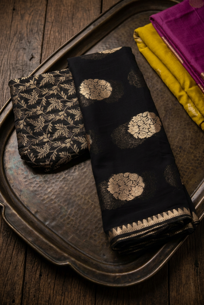 Black Georgette Saree view 2