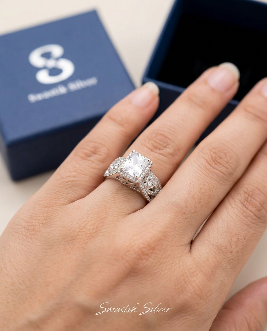 Swastik Silver Ring view 22