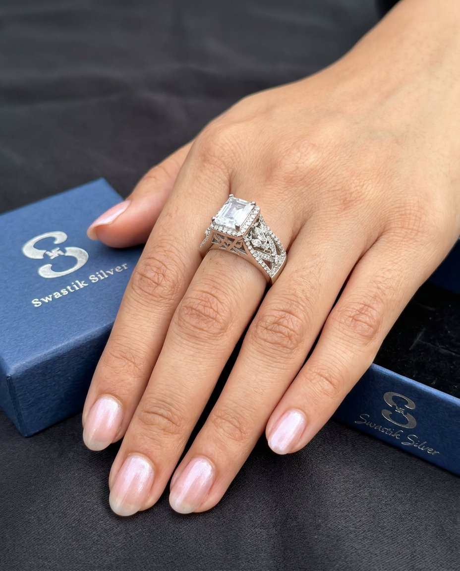 Swastik Silver Ring view 13