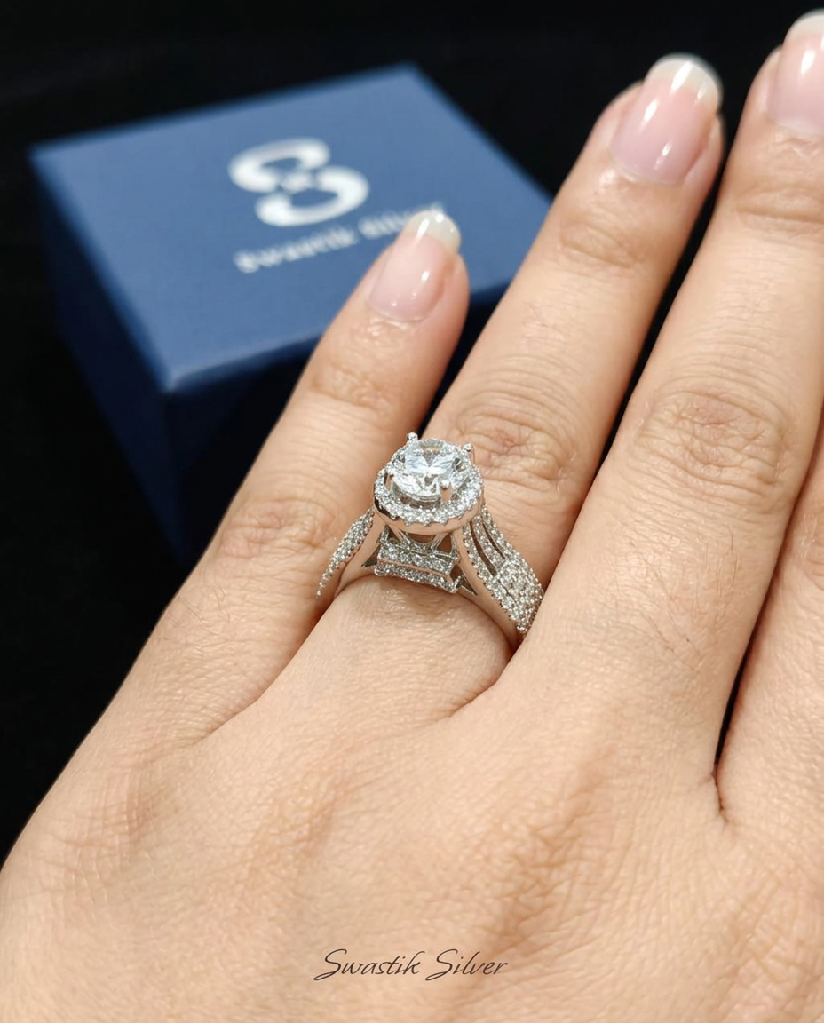 Swastik Silver Ring view 15