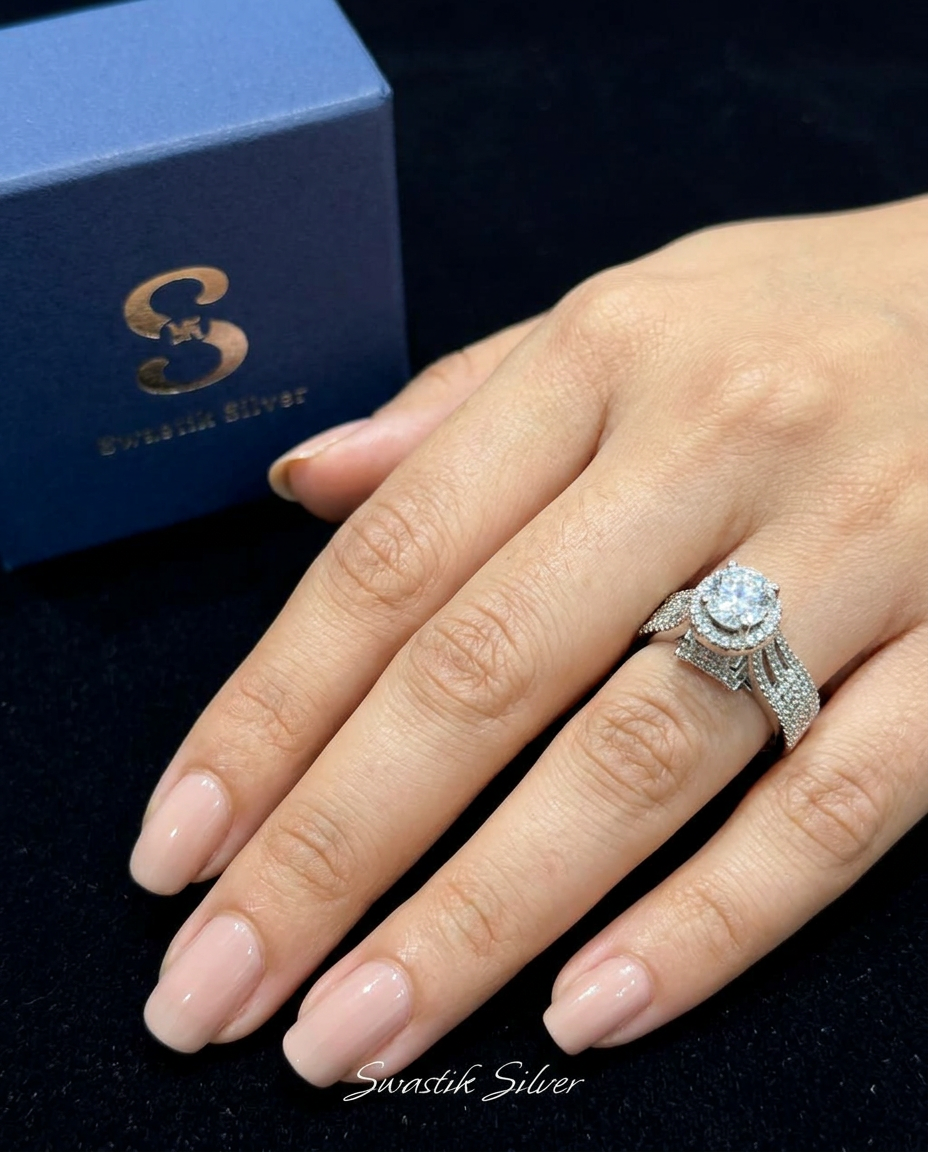 Swastik Silver Ring view 14