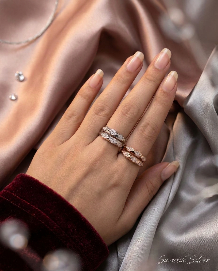 Rhodium Plated Diamond Ring view 3