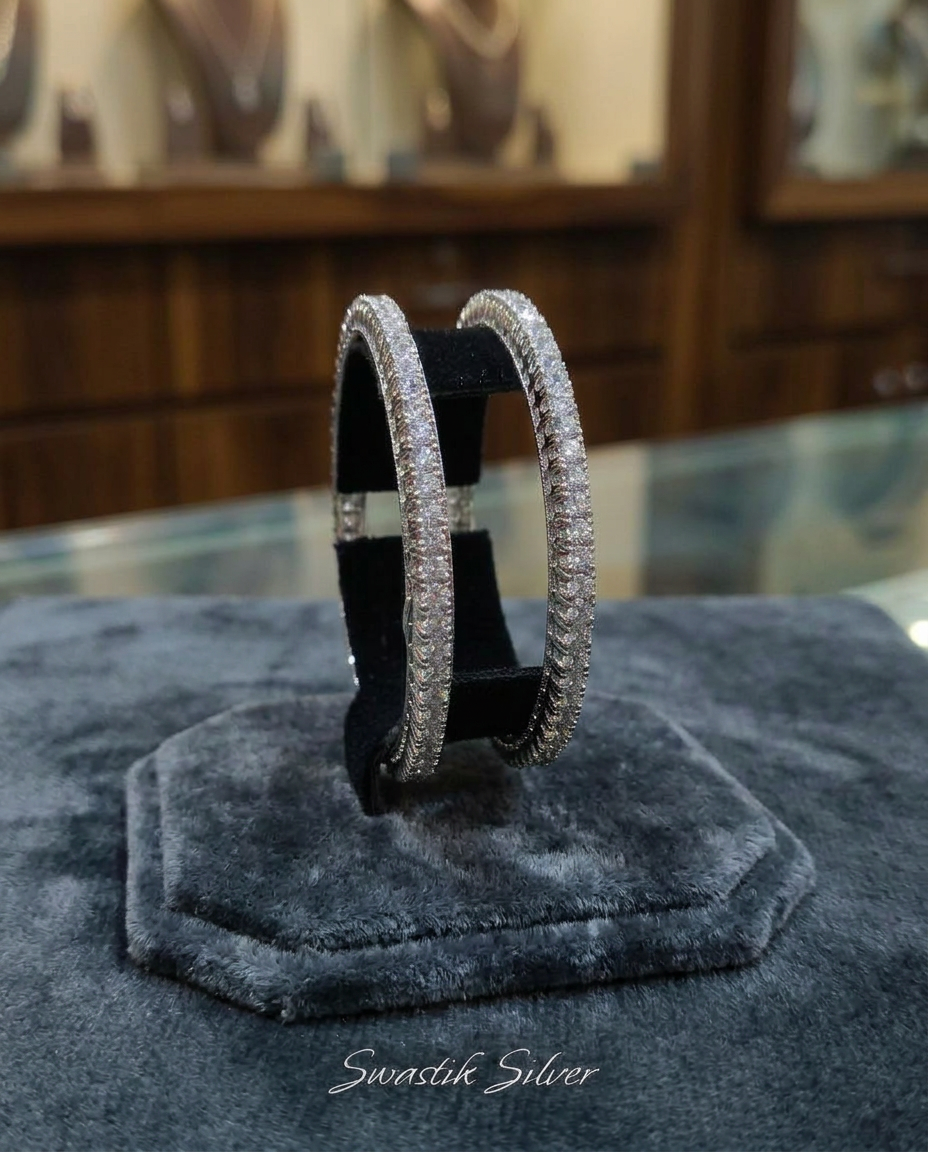 The Imperial Starlight Tennis Silver Bangle Pair