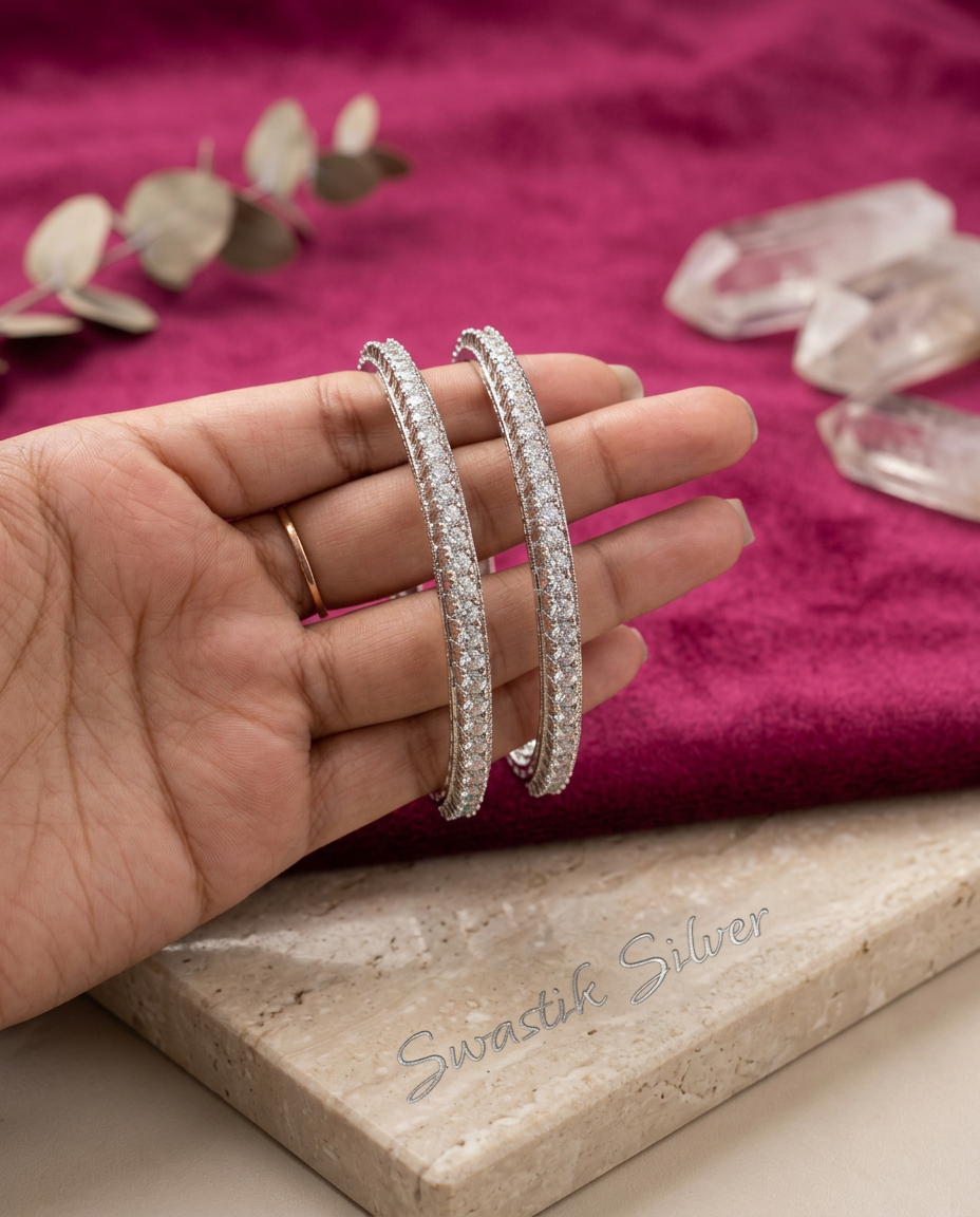 The Imperial Starlight Tennis Silver Bangle Pair view 4