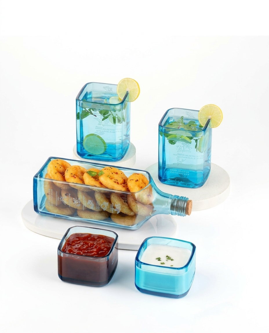 Blue Glass Serving Set
