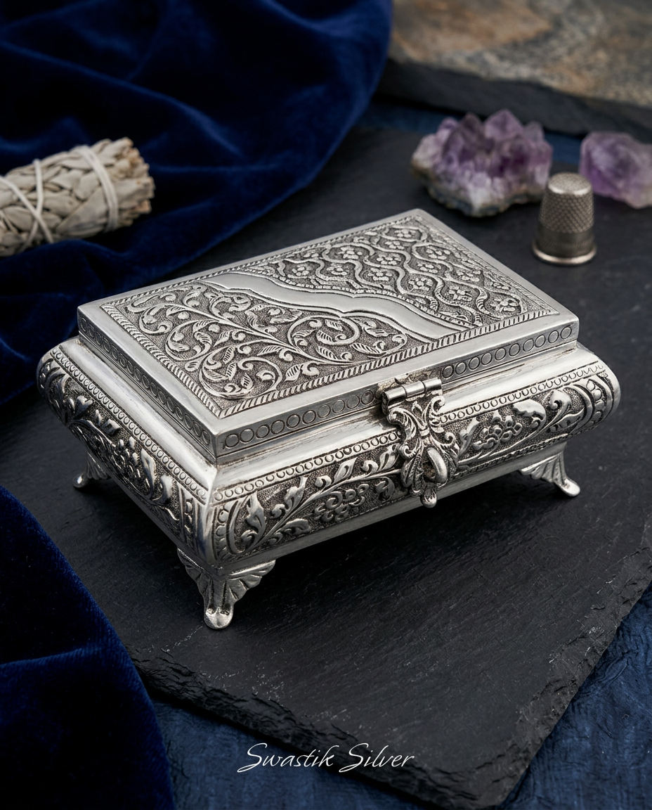 The Imperial Maharani Carved Silver Heirloom Casket