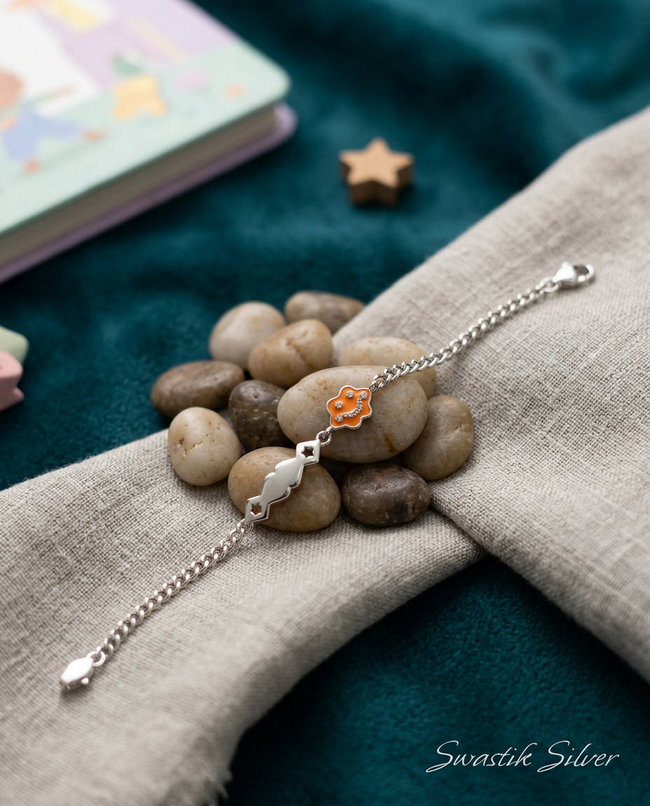 The Sunshine Smiley Star Silver Kids ID Bracelet view 2