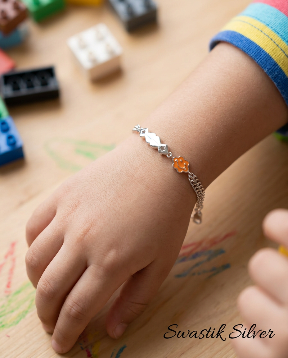 The Sunshine Smiley Star Silver Kids ID Bracelet view 3