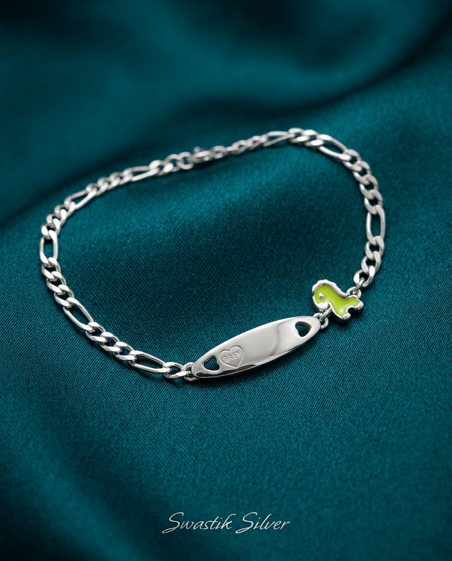 The Dino Explorer Engravable Silver Kids ID Bracelet view 3