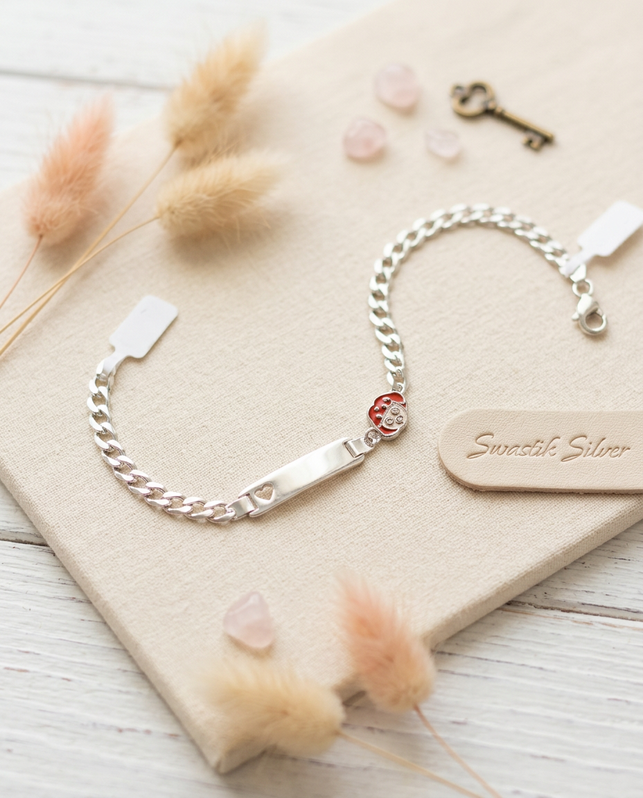 Little Star Engravable Silver Kids ID Bracelet with Cartoon Charm