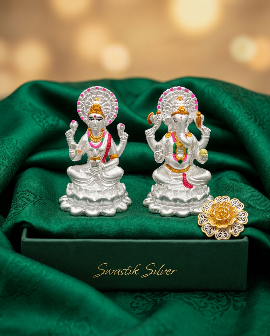 Lord Ganesha and Goddess Lakshmi Figurines view 3
