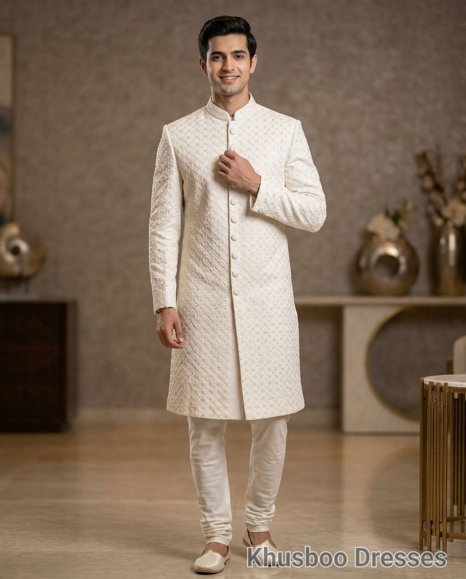White Embroidered Sherwani